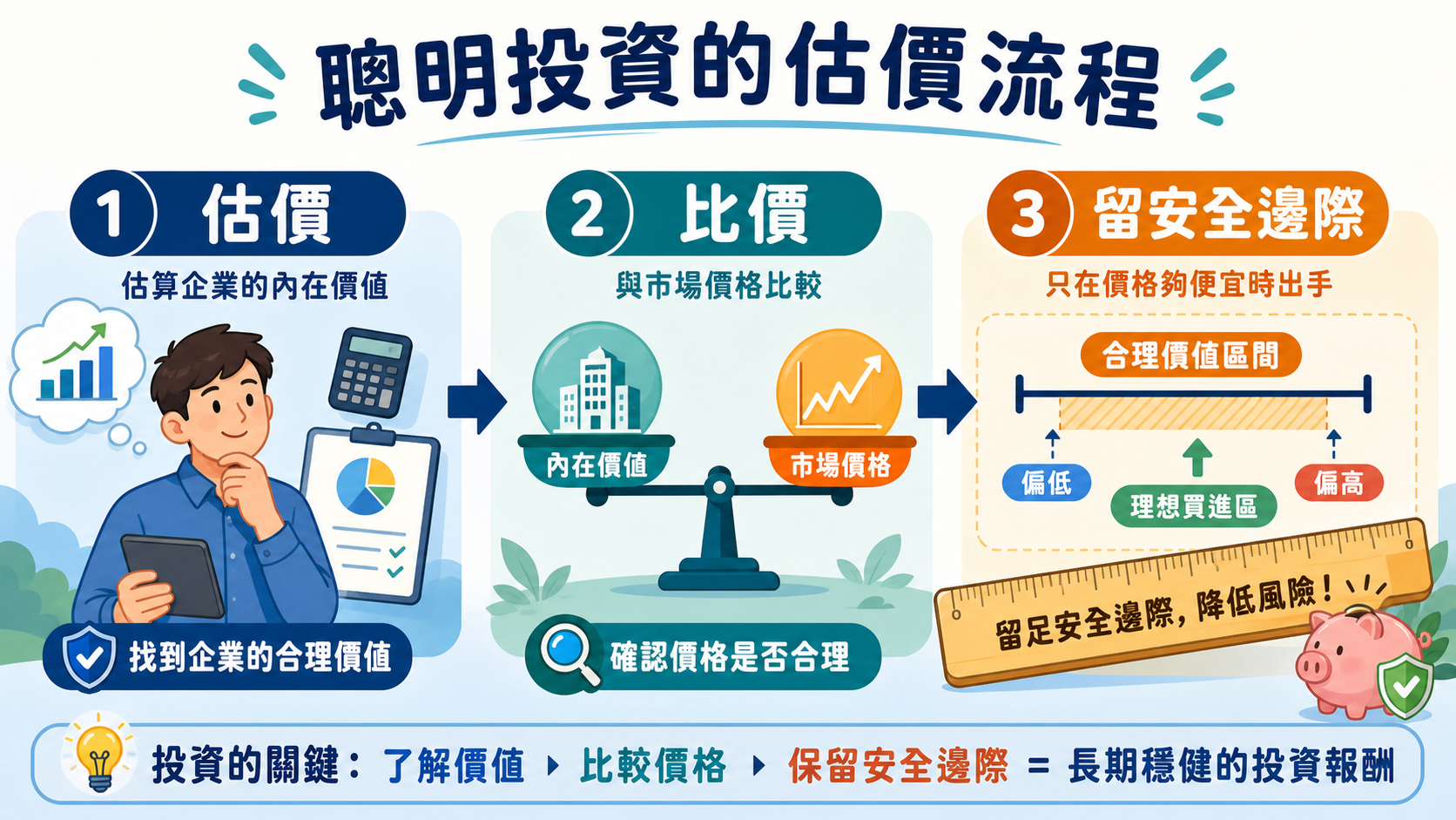 把目前價格與目標價區間分開比較的橫向解說圖